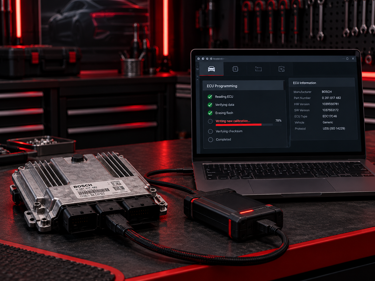 Programación de software de una centralita ECU Bosch