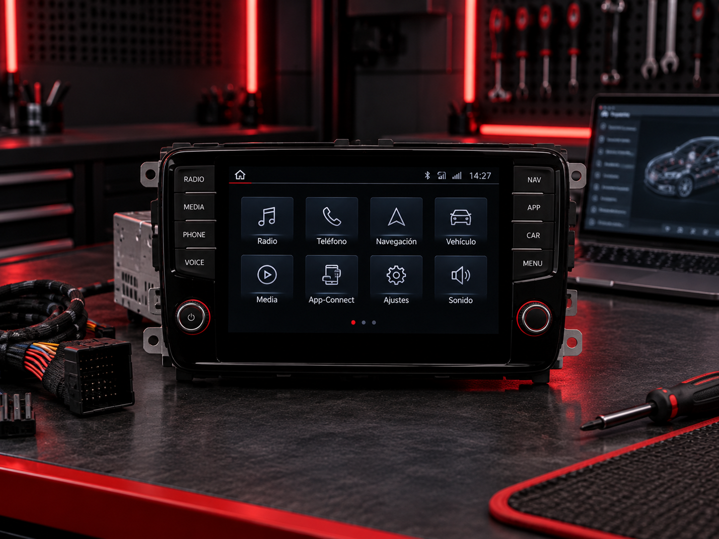 Unidad de radio, multimedia y pantalla del automóvil